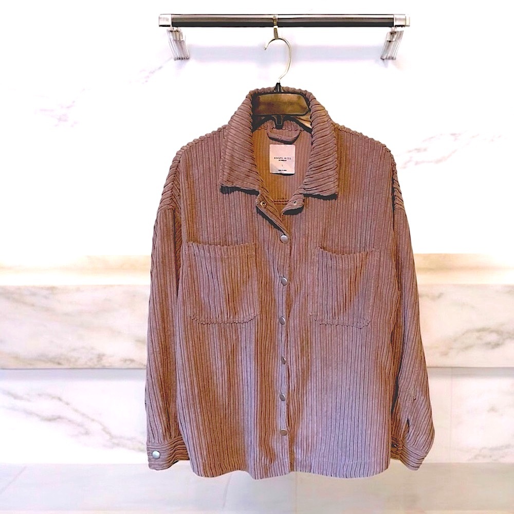 Angel Kiss Corduroy Jacket Gray Pockets